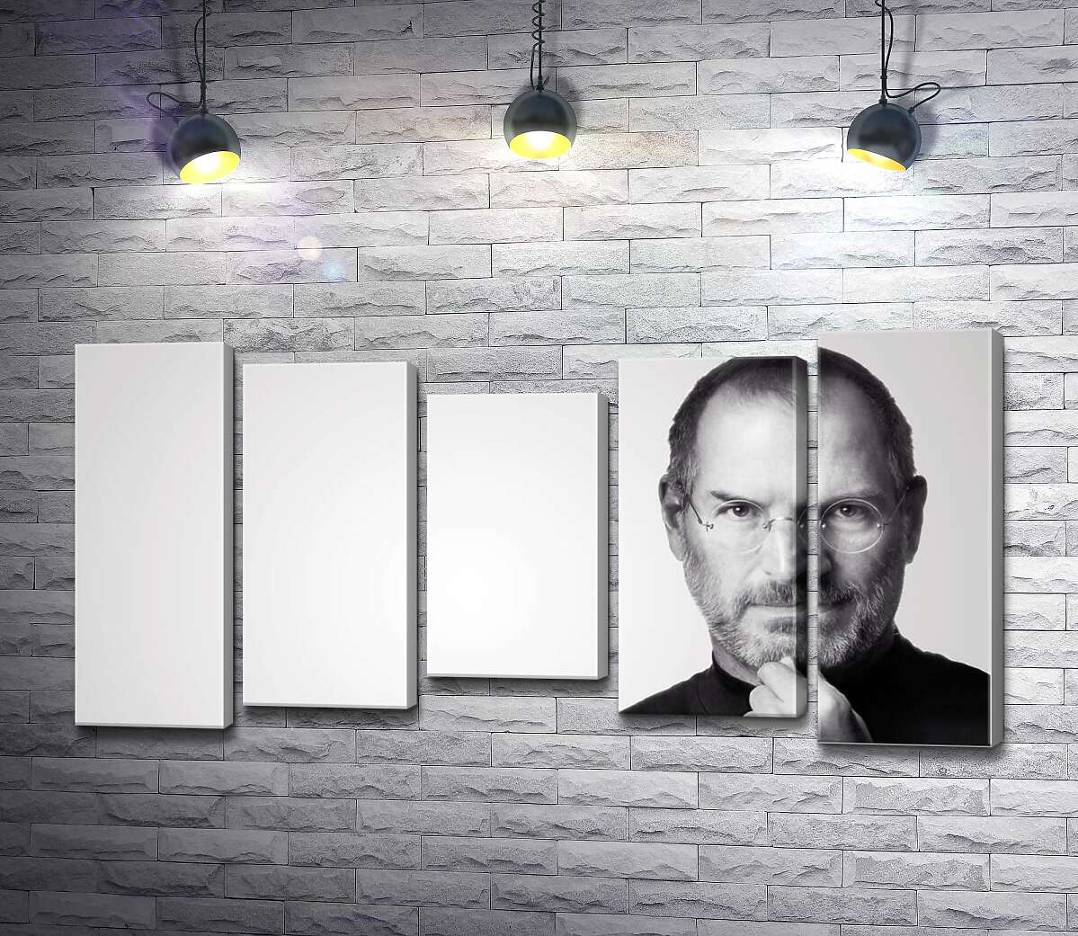 модульная картина Портрет Стива Джобса (Steve Jobs) в черно-белых тонах (Модуль №27)