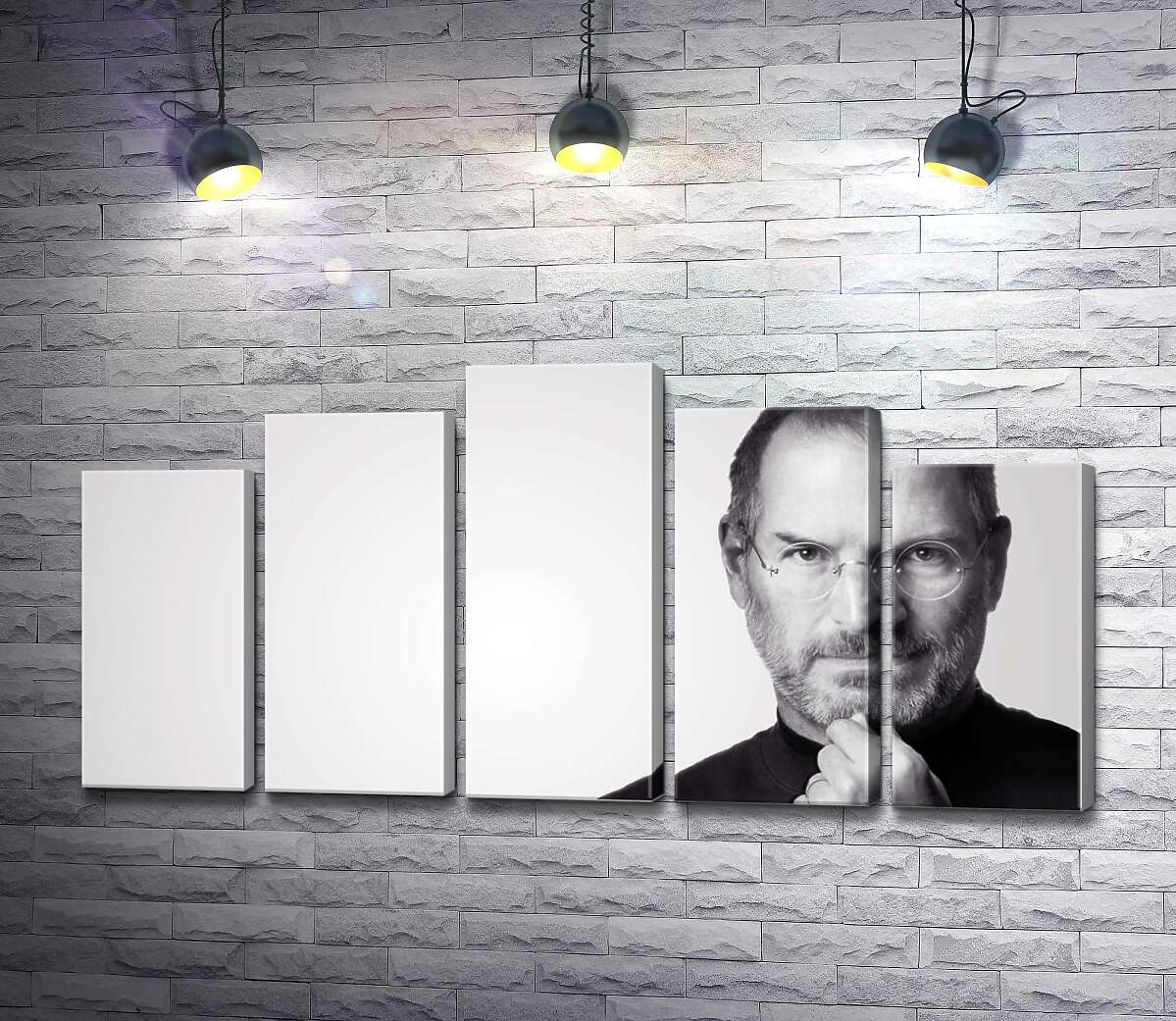 модульная картина Портрет Стива Джобса (Steve Jobs) в черно-белых тонах (Модуль №29)
