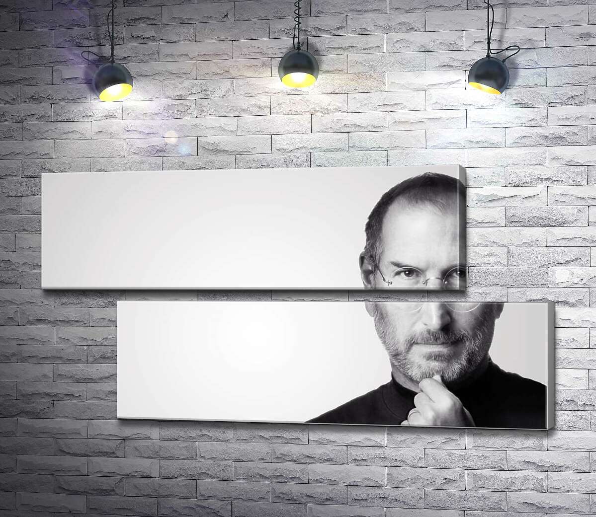 модульна картина Портрет Стіва Джобса (Steve Jobs) в чорно-білих тонах (Модуль №8)