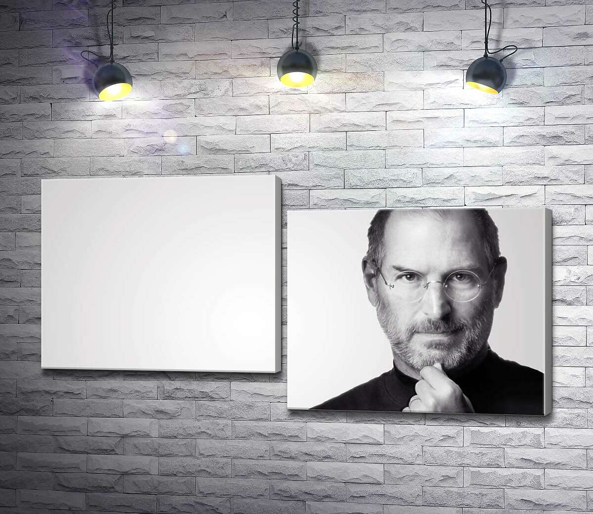 модульна картина Портрет Стіва Джобса (Steve Jobs) в чорно-білих тонах (Модуль №9)