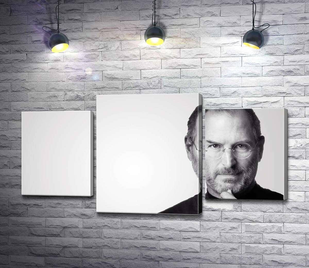 модульная картина Портрет Стива Джобса (Steve Jobs) в черно-белых тонах (Модуль №10)