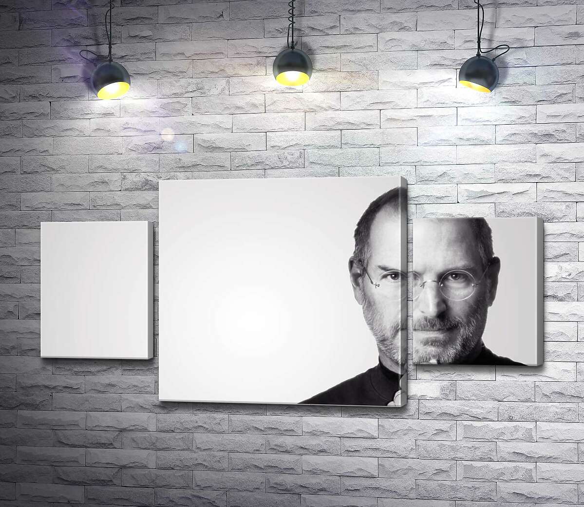 модульна картина Портрет Стіва Джобса (Steve Jobs) в чорно-білих тонах (Модуль №5)