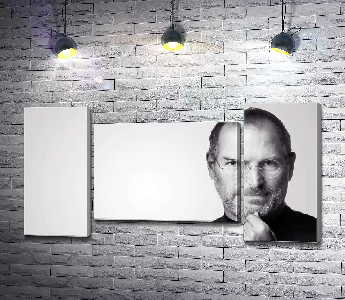 модульна картина Портрет Стіва Джобса (Steve Jobs) в чорно-білих тонах (Модуль №11)