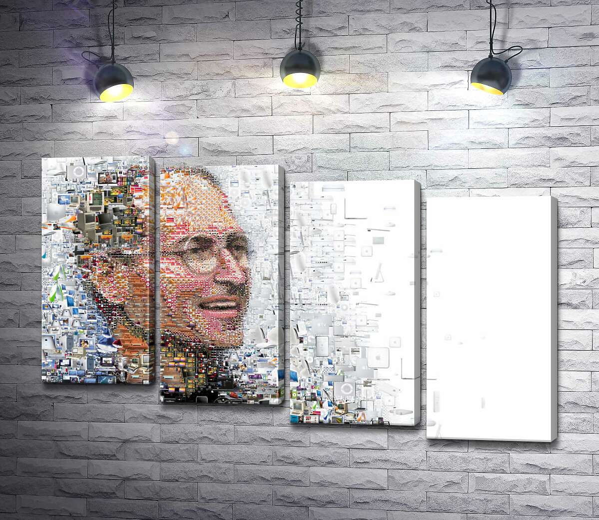 модульна картина Стів Джобс (Steve Jobs) з тисячей зображень гаджетів (Модуль №19)
