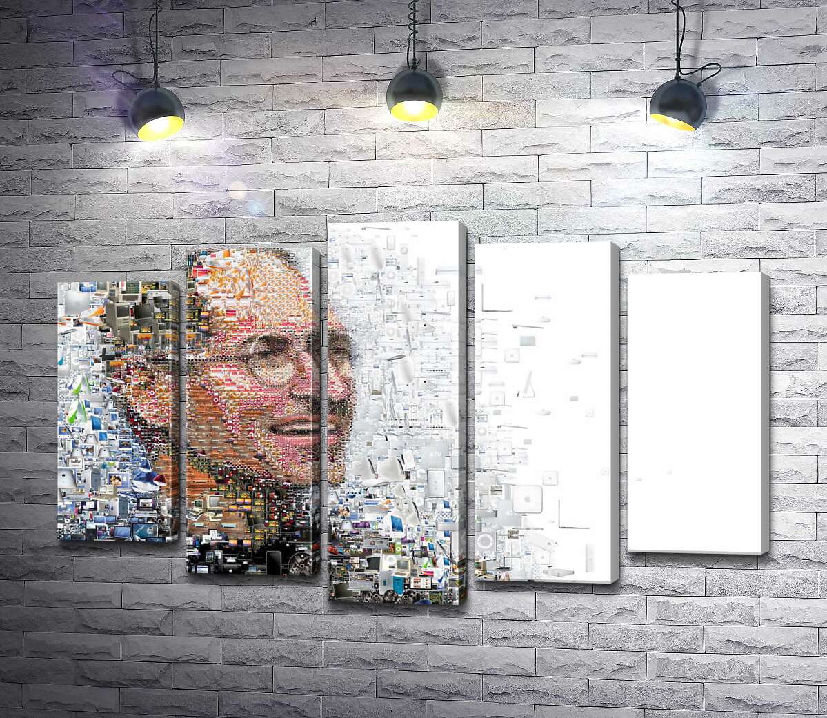 модульна картина Стів Джобс (Steve Jobs) з тисячей зображень гаджетів (Модуль №4)