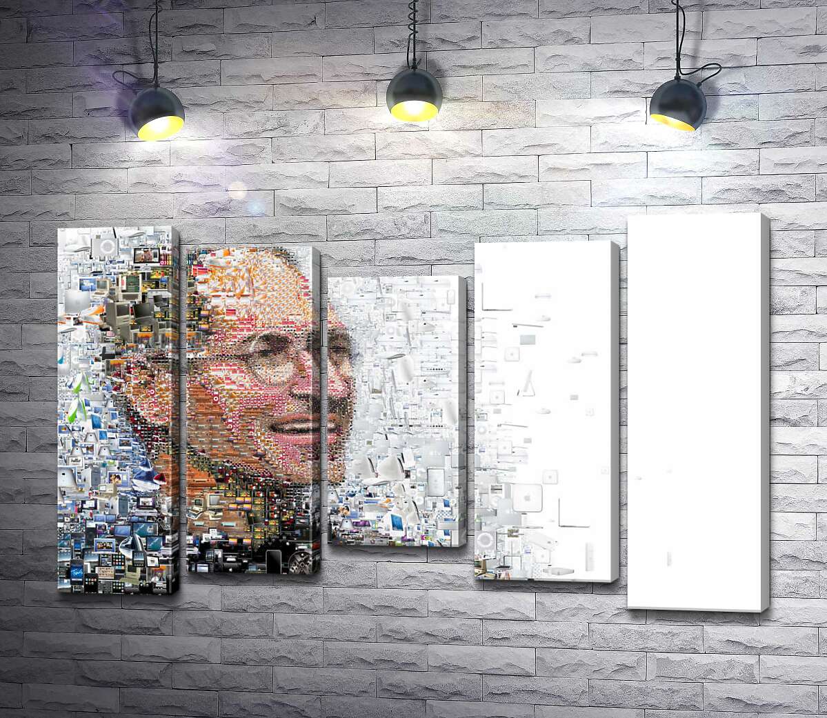 модульная картина Стив Джобс (Steve Jobs) из тысячей изображений гаджетов (Модуль №27)