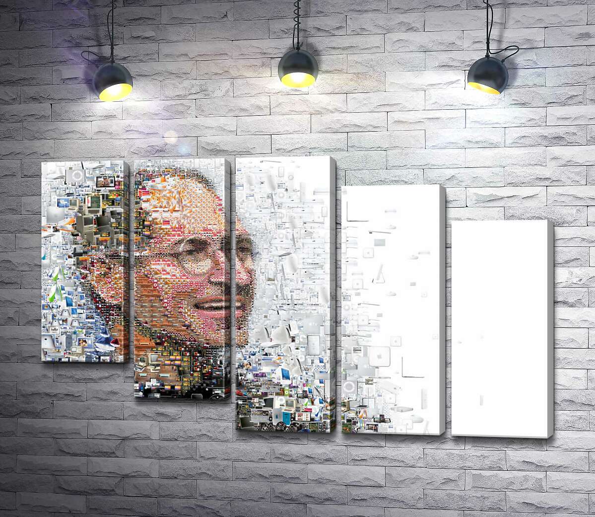 модульна картина Стів Джобс (Steve Jobs) з тисячей зображень гаджетів (Модуль №28)