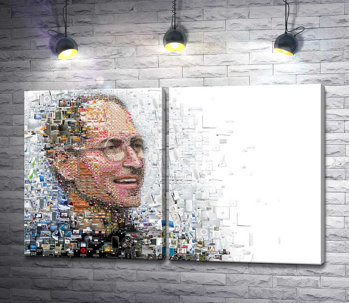 модульна картина Стів Джобс (Steve Jobs) з тисячей зображень гаджетів