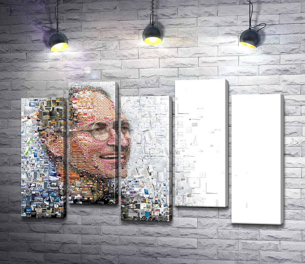 модульная картина Стив Джобс (Steve Jobs) из тысячей изображений гаджетов (Модуль №30)