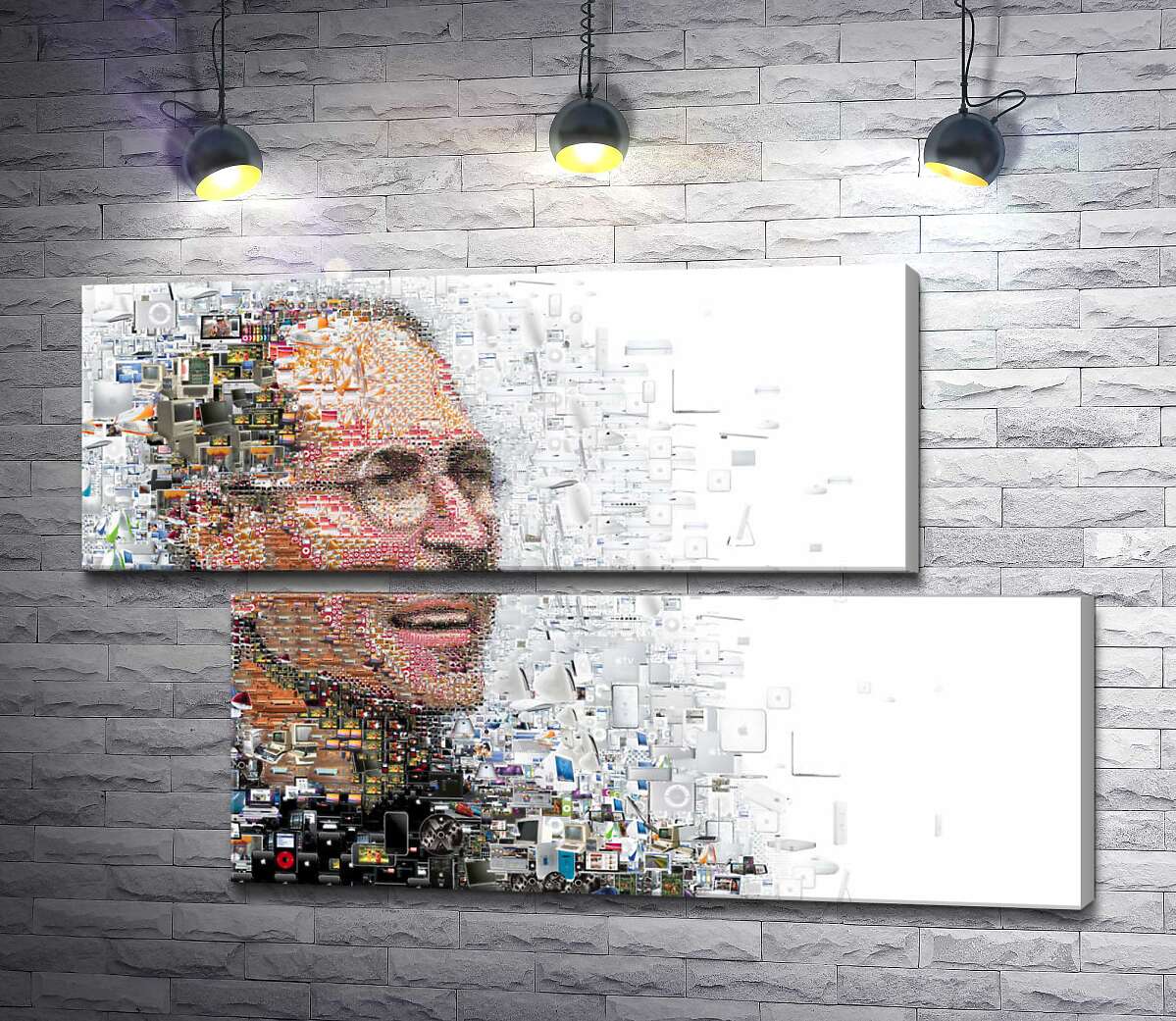 модульная картина Стив Джобс (Steve Jobs) из тысячей изображений гаджетов (Модуль №8)