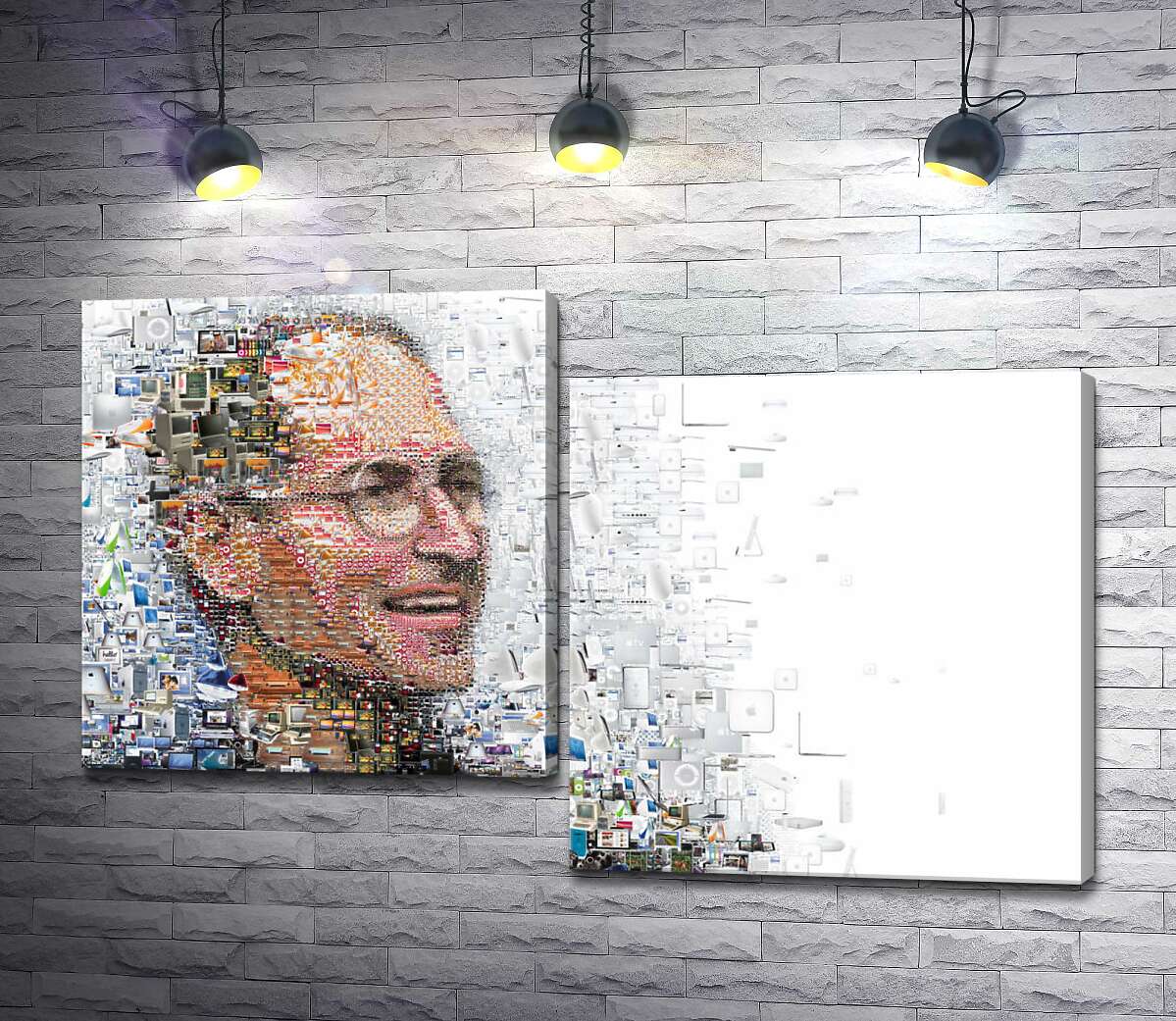 модульна картина Стів Джобс (Steve Jobs) з тисячей зображень гаджетів (Модуль №9)