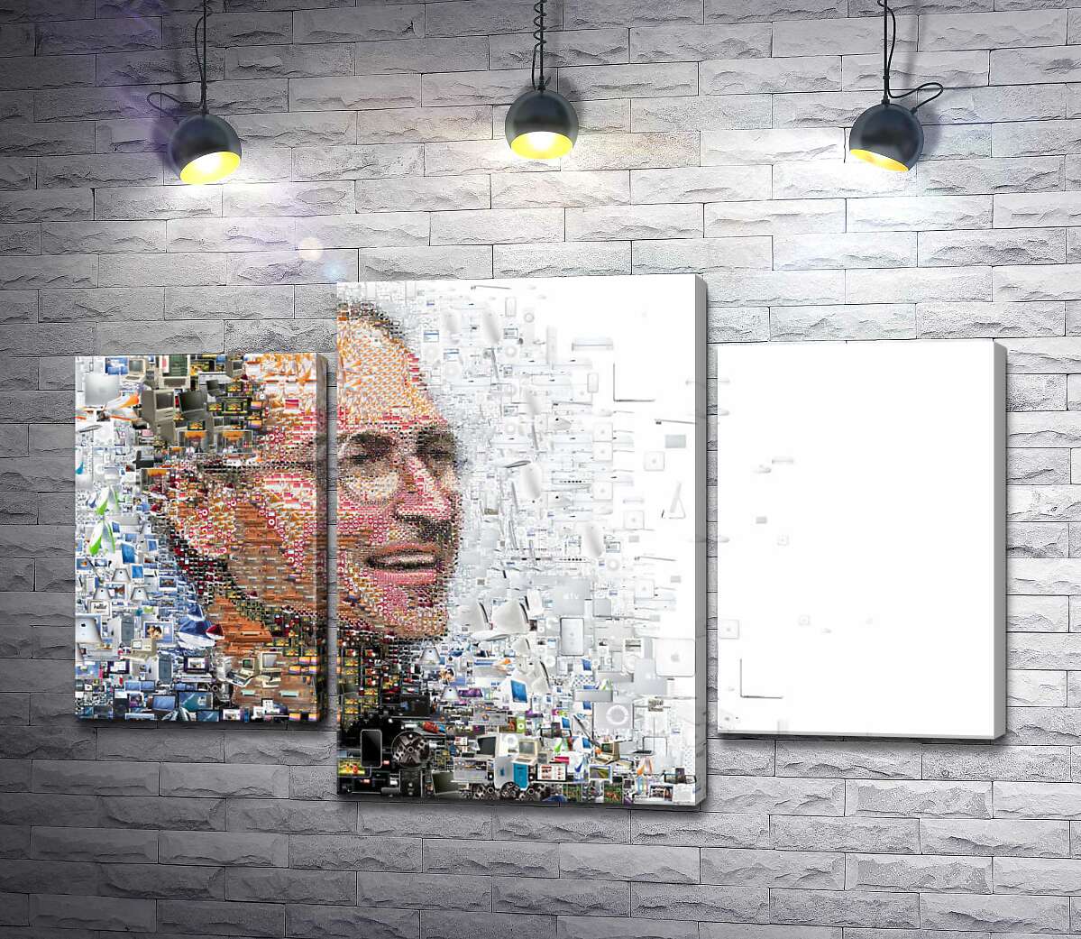 модульная картина Стив Джобс (Steve Jobs) из тысячей изображений гаджетов (Модуль №10)