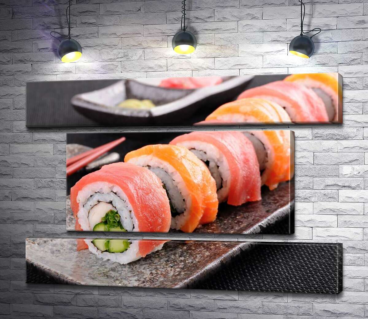 модульная картина Ровный ряд вкусных роллов урамаки (Модуль №18)