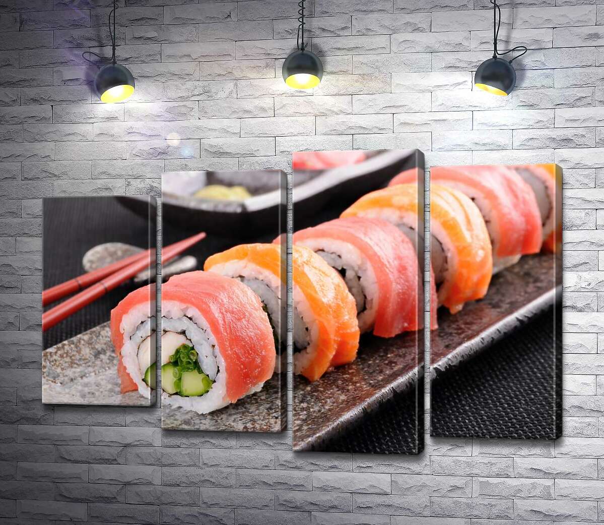 модульная картина Ровный ряд вкусных роллов урамаки (Модуль №3)