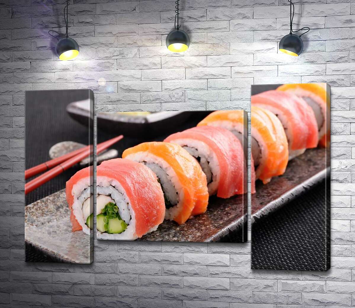 модульная картина Ровный ряд вкусных роллов урамаки (Модуль №11)