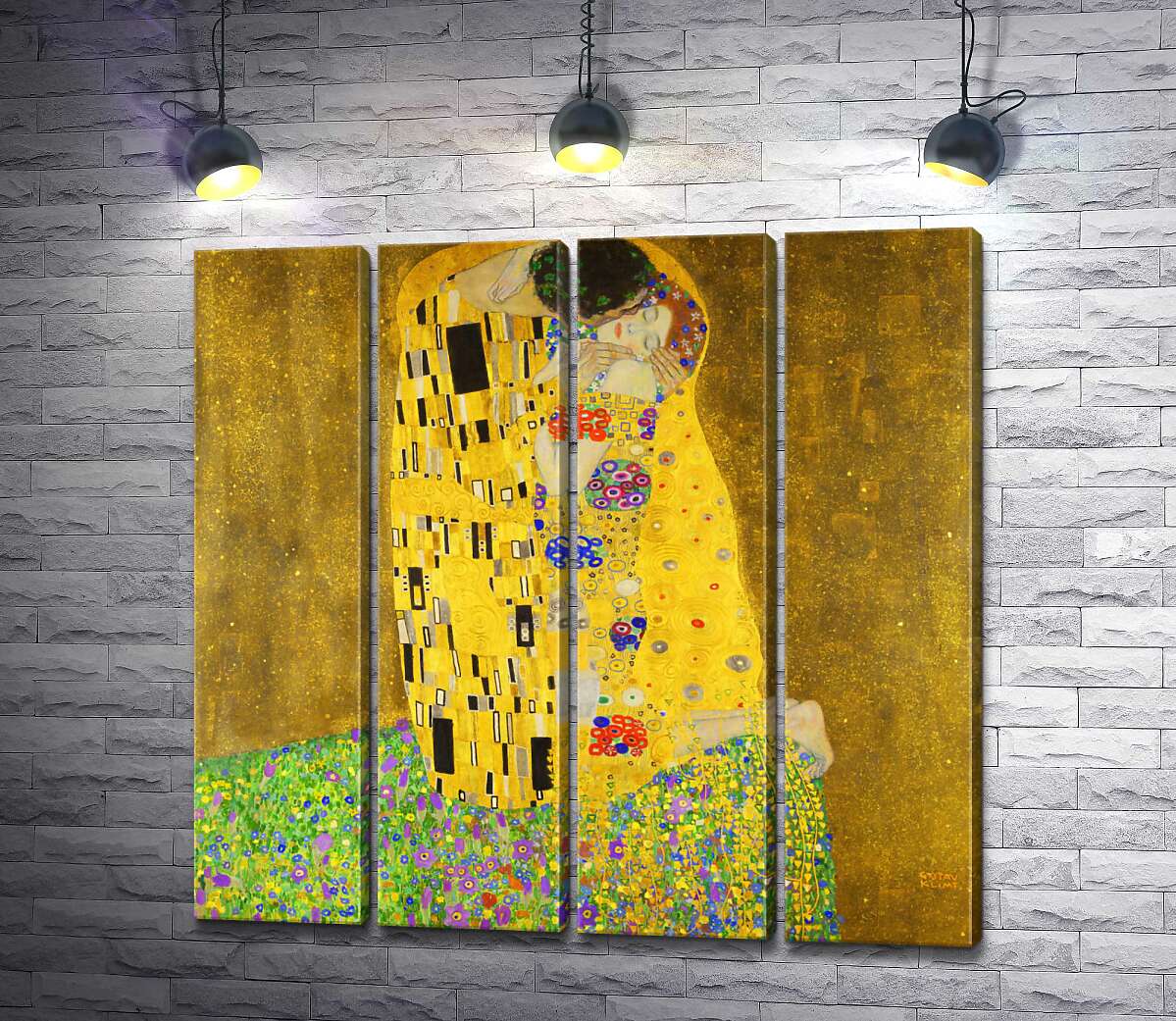 модульна картина Поцілунок (Der Kuss) (Модуль №24) - Густав Клімт (Gustav Klimt)