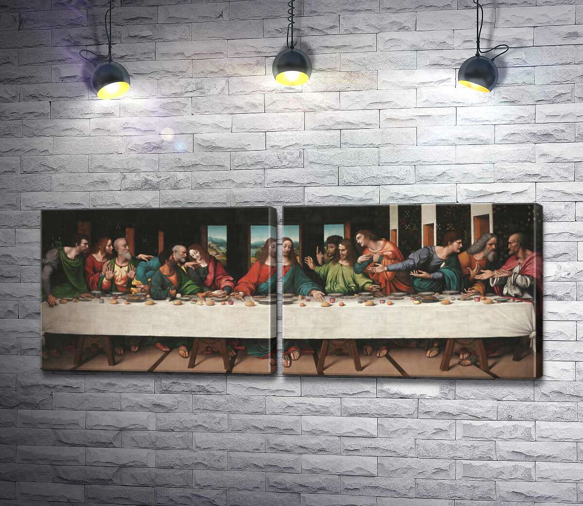 модульная картина Копия фрески Леонардо да Винчи "Тайная вечеря" - Джампертино