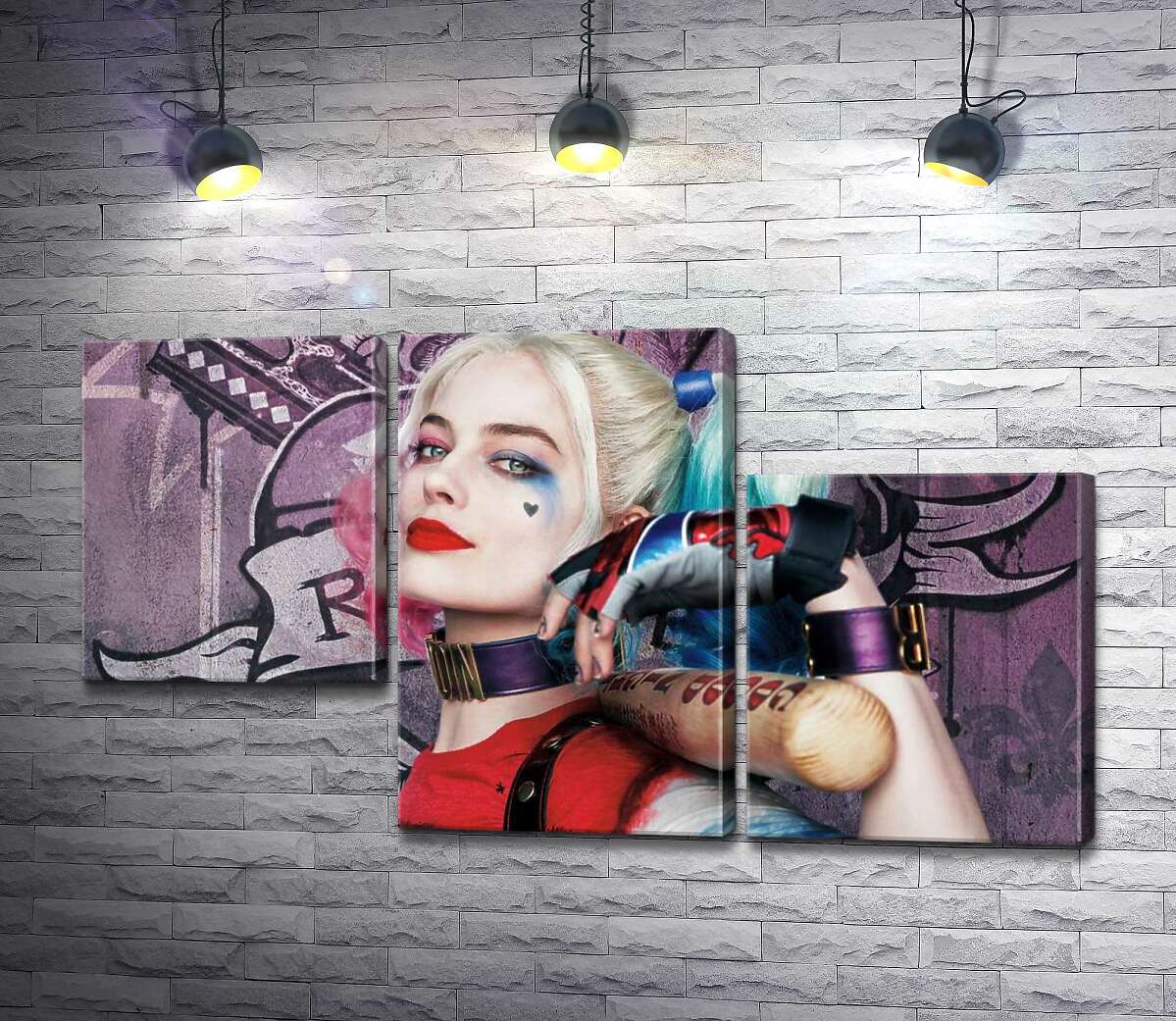 модульная картина Яркая Марго Робби (Margot Robbie) в образе провокативной Харли Квинн (Модуль №13)