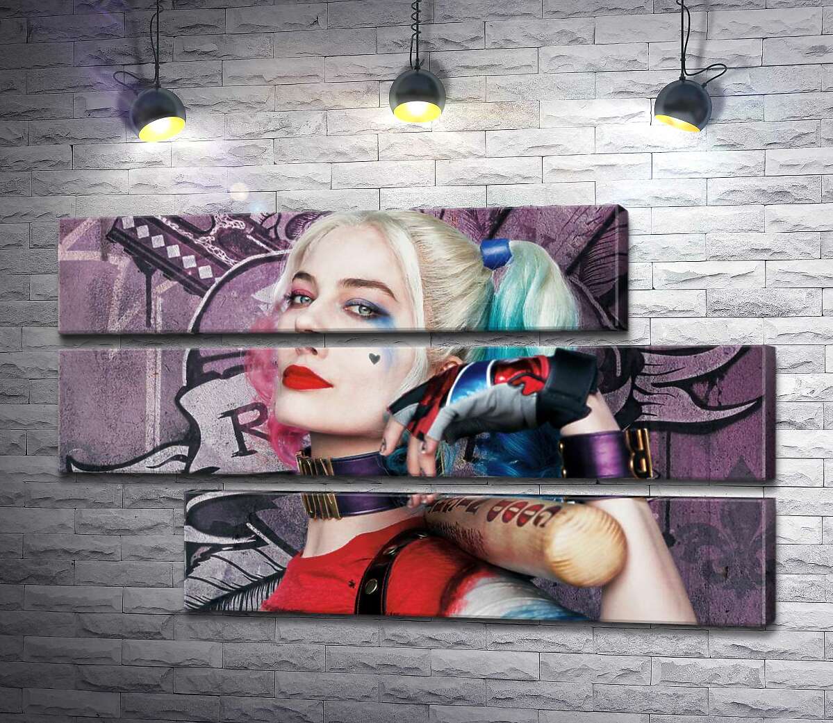модульная картина Яркая Марго Робби (Margot Robbie) в образе провокативной Харли Квинн (Модуль №16)