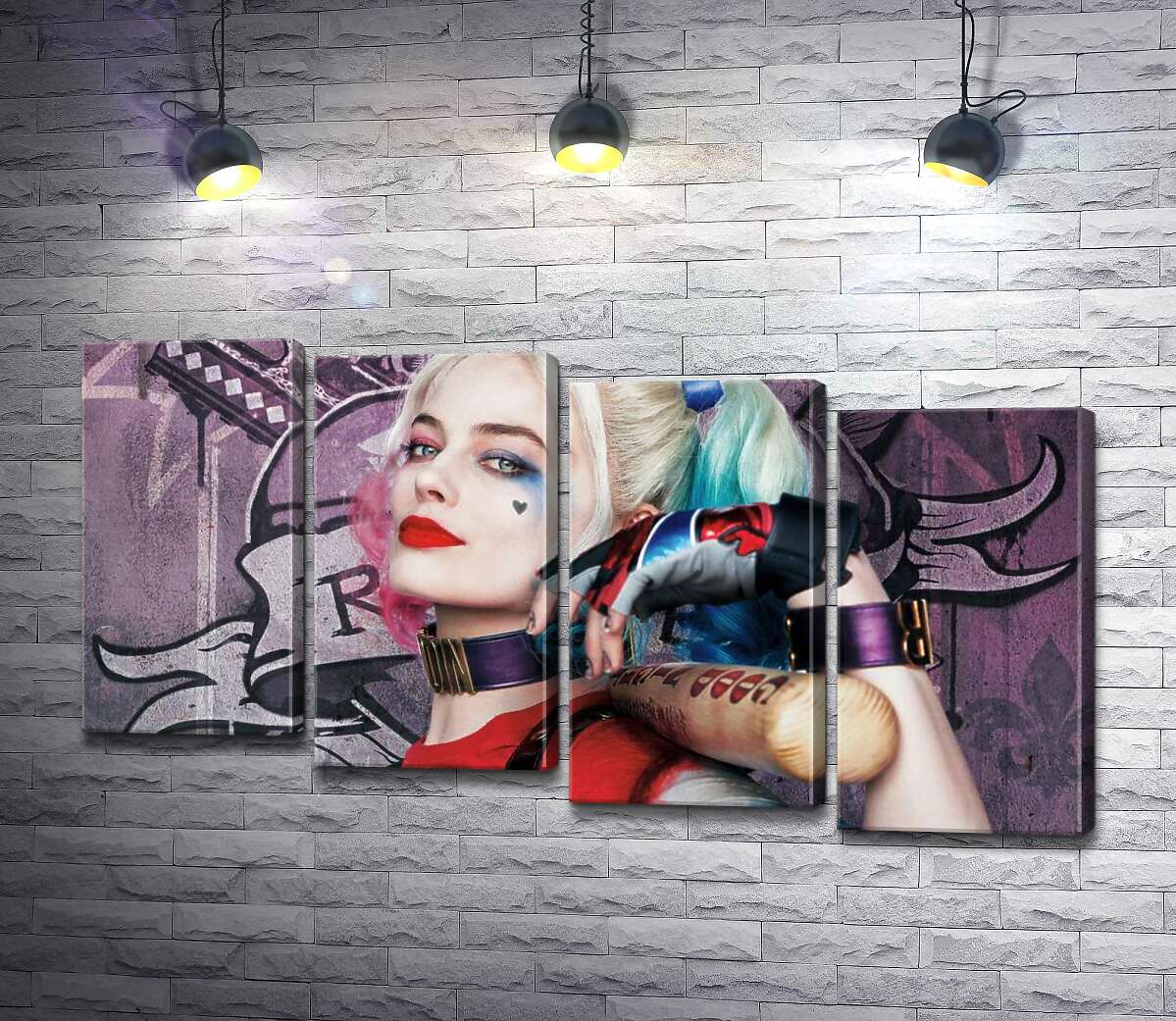 модульна картина Яскрава Марго Роббі (Margot Robbie) в образі провокативної Гарлі Квінн (Модуль №19)