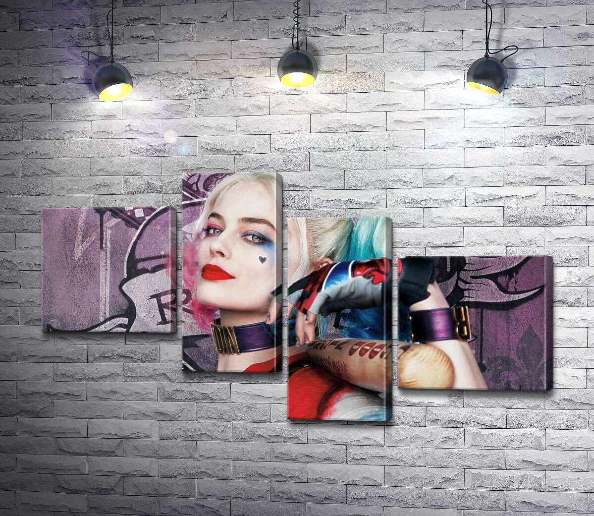 модульна картина Яскрава Марго Роббі (Margot Robbie) в образі провокативної Гарлі Квінн (Модуль №21)