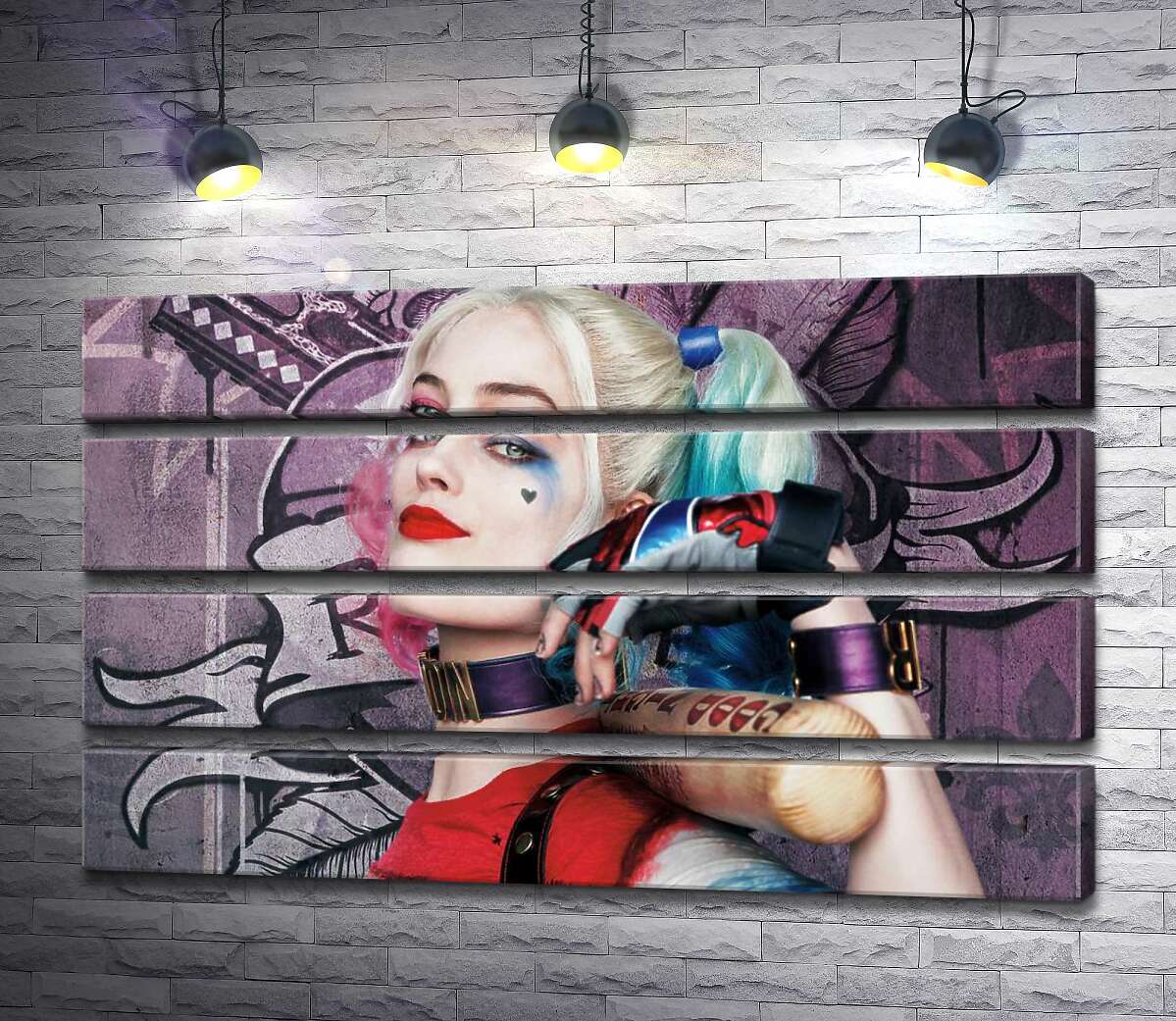 модульна картина Яскрава Марго Роббі (Margot Robbie) в образі провокативної Гарлі Квінн (Модуль №22)