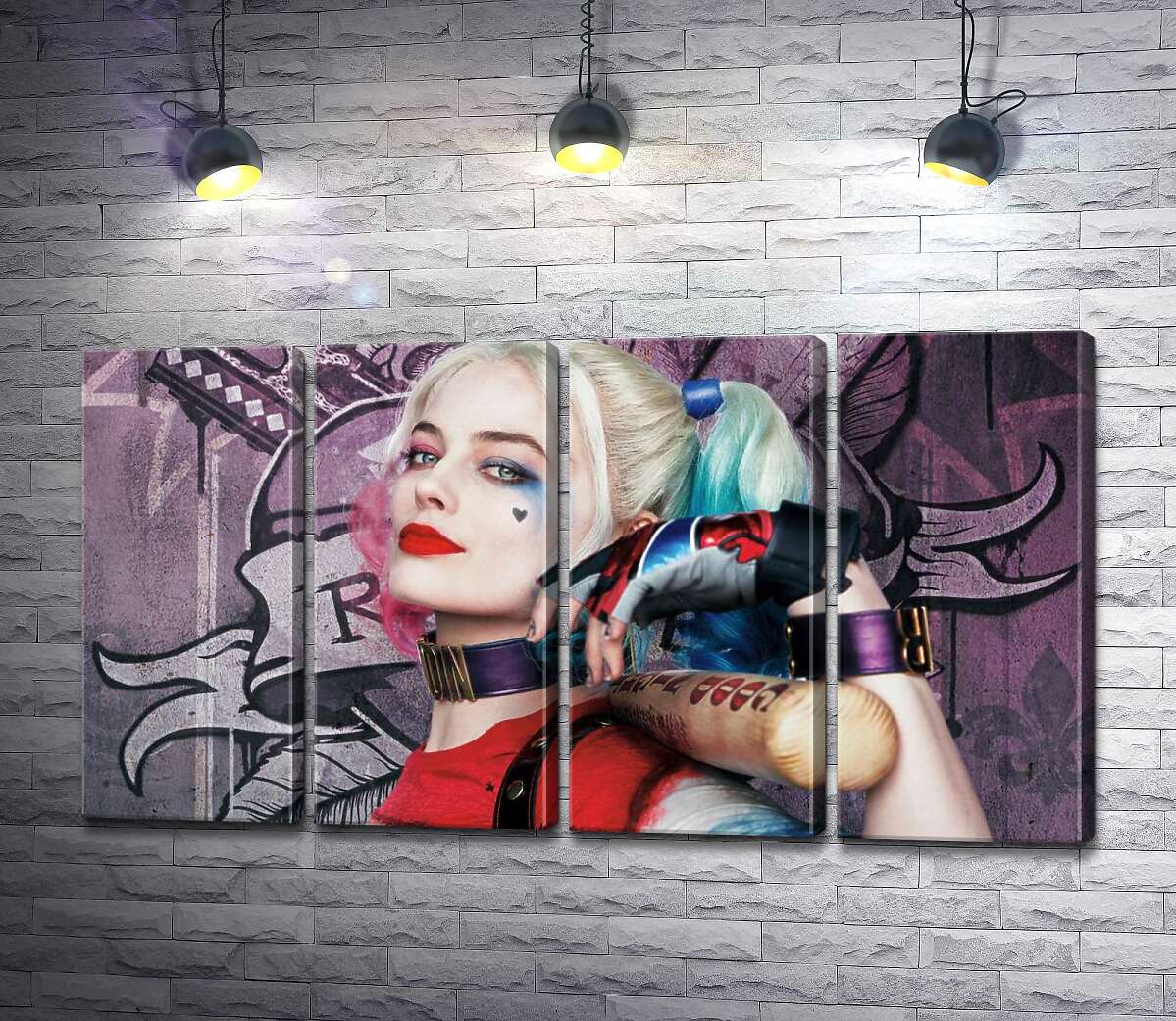 модульна картина Яскрава Марго Роббі (Margot Robbie) в образі провокативної Гарлі Квінн (Модуль №24)