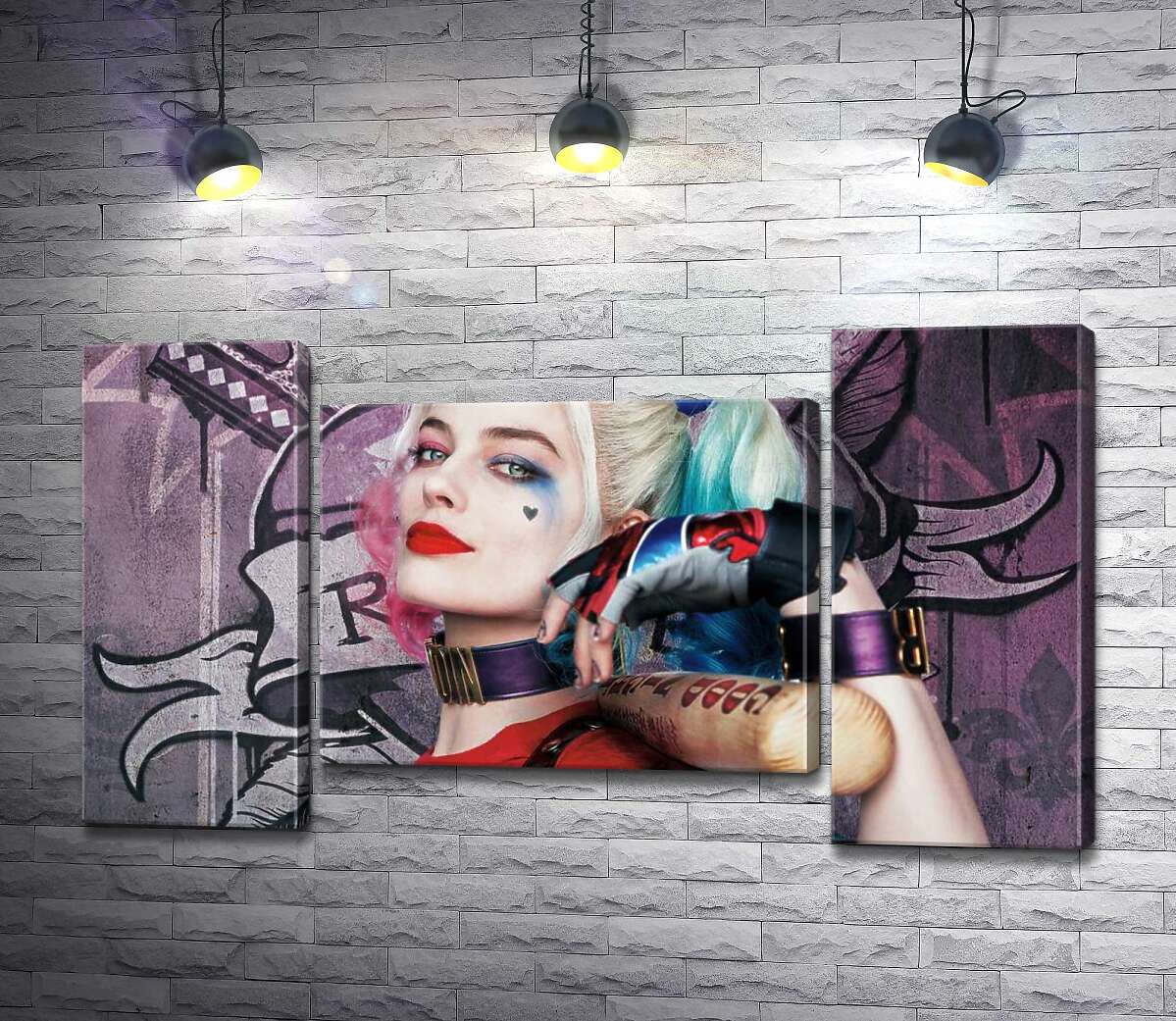 модульна картина Яскрава Марго Роббі (Margot Robbie) в образі провокативної Гарлі Квінн (Модуль №11)