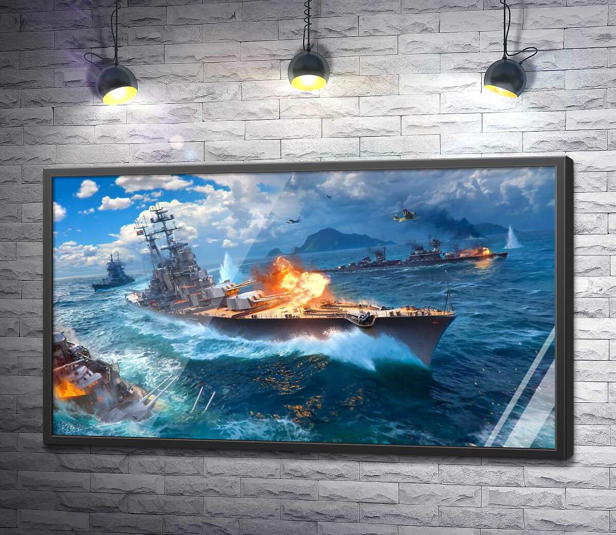 постер Ожесточенный бой кораблей на постере к видеоигре "World of warships"