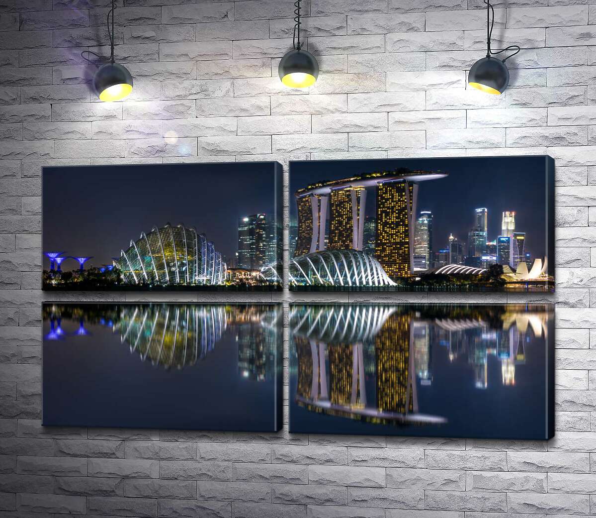 модульна картина Нічний вид на сади біля Затоки (Gardens by the Bay) у Сінгапурі (Модуль №25)