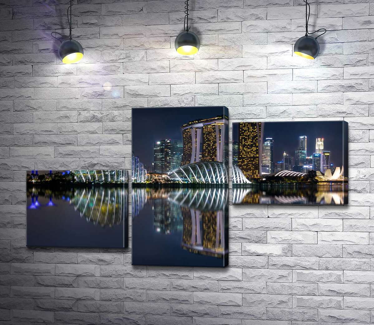 модульна картина Нічний вид на сади біля Затоки (Gardens by the Bay) у Сінгапурі (Модуль №12)
