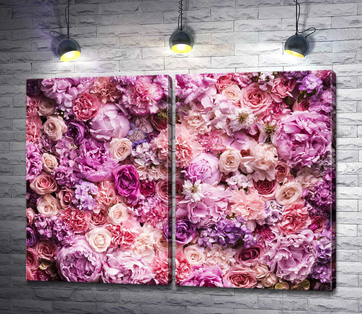 модульная картина Розовый ковер из разнообразия цветов