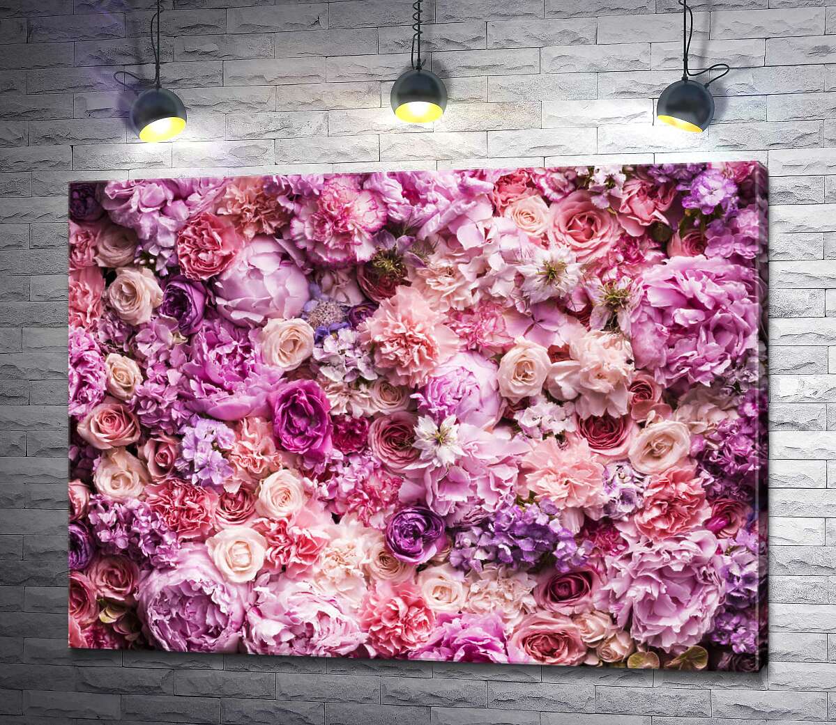 картина Розовый ковер из разнообразия цветов