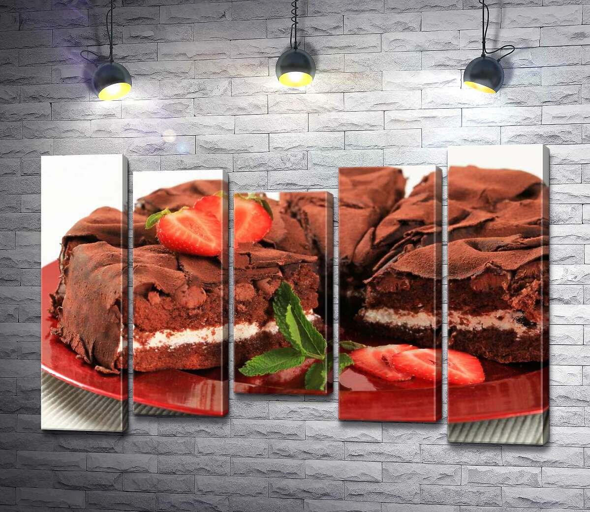модульная картина Шоколадно-клубничный торт со сливочным кремом (Модуль №27)