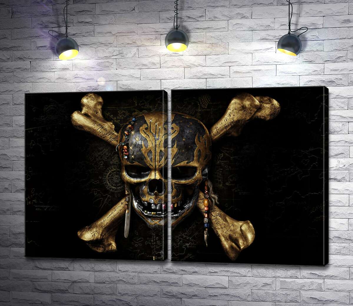 модульная картина Череп пирата на постере к фильму "Пираты Карибского моря: Мертвецы не рассказывают сказки" (Pitates of the Caribbean: Dead Men Tell No Tales)