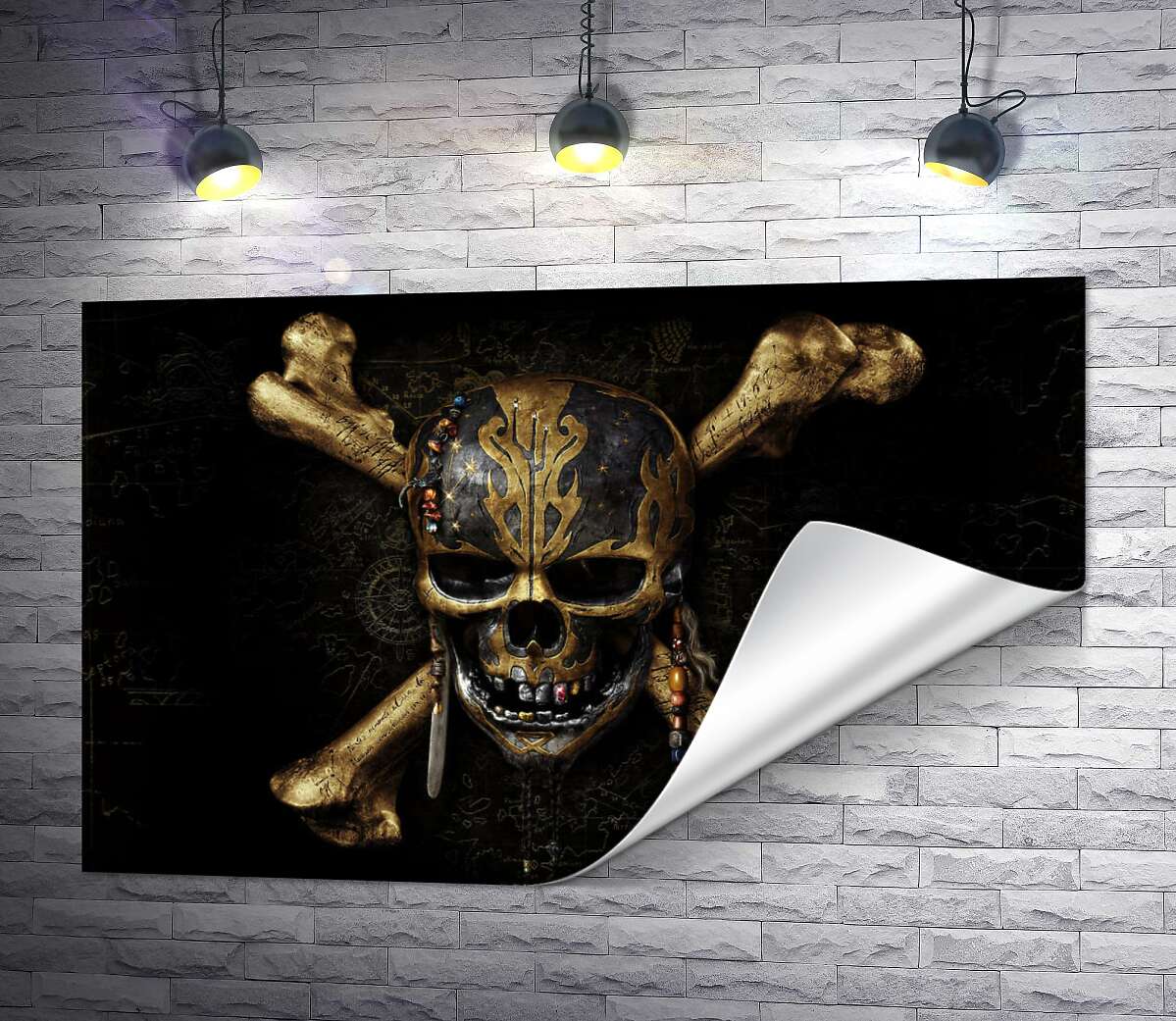 печать Череп пирата на постере к фильму "Пираты Карибского моря: Мертвецы не рассказывают сказки" (Pitates of the Caribbean: Dead Men Tell No Tales)