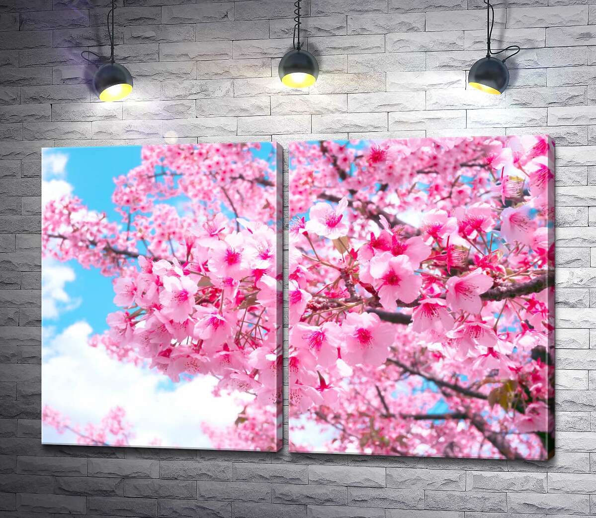 модульная картина Розовое цветение дерева весной