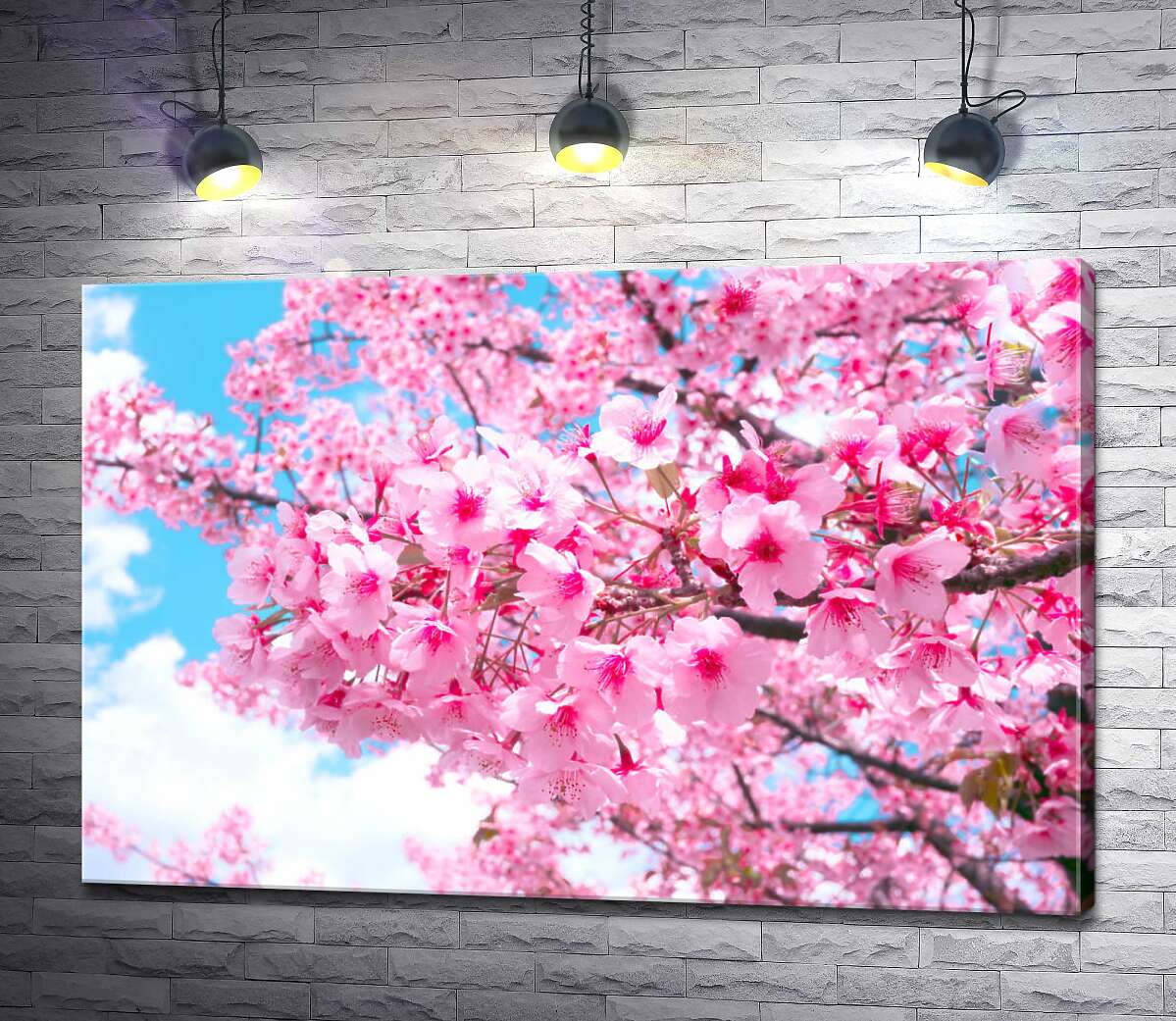 картина Розовое цветение дерева весной