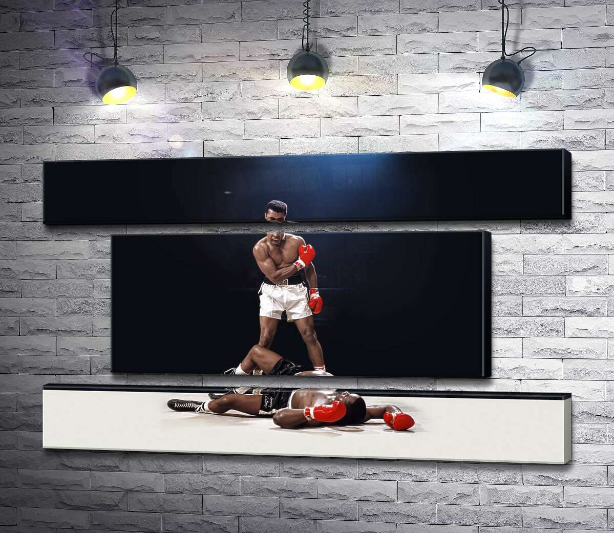 модульная картина Победитель боксер Мухаммед Али (Muhammad Ali) стоит над побежденным Сонни Листоном (Sonny Liston) (Модуль №18)
