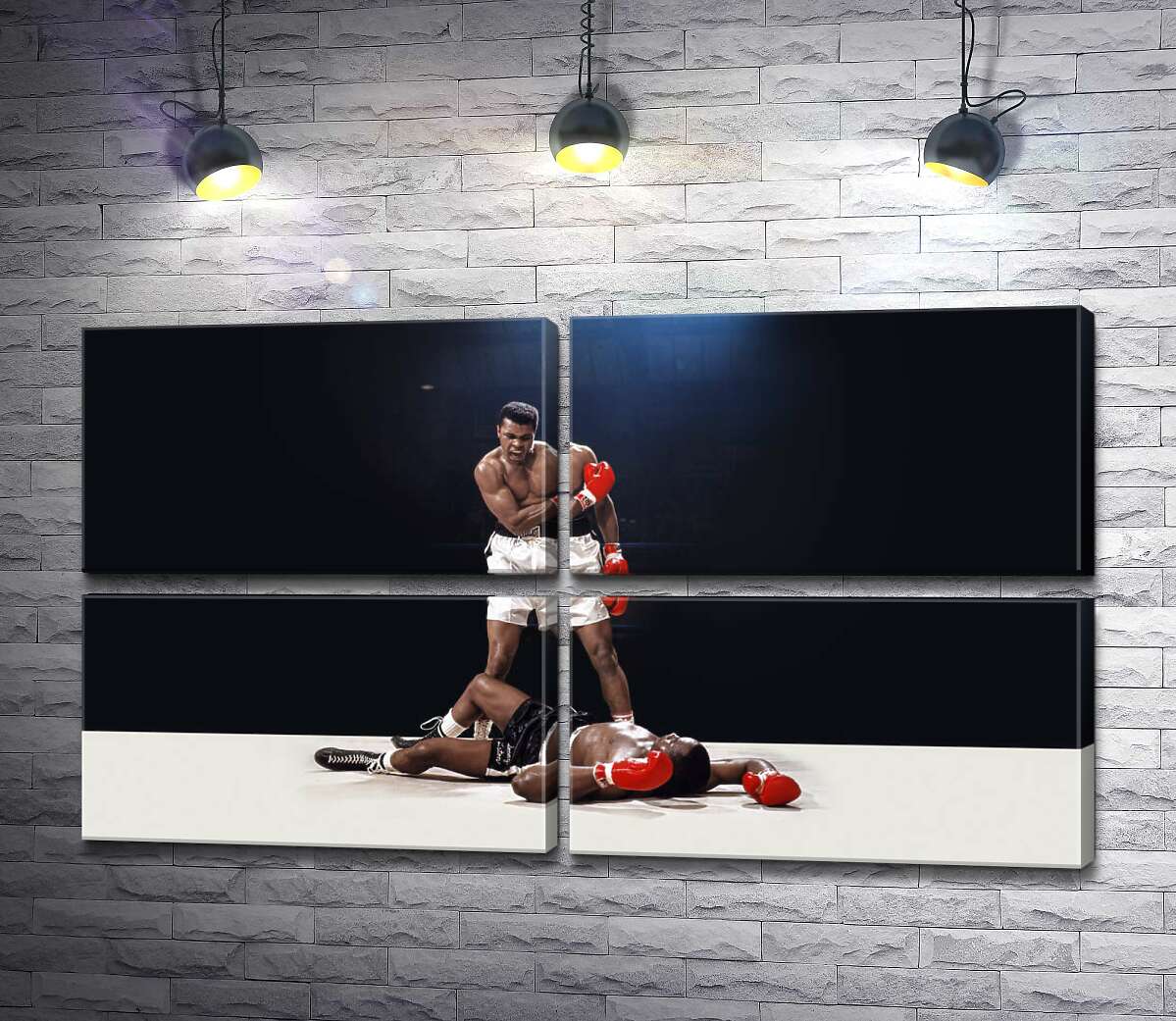модульна картина Переможець боксер Мухаммед Алі (Muhammad Ali) стоїть над переможеним  Сонні Лістоном (Sonny Liston) (Модуль №25)