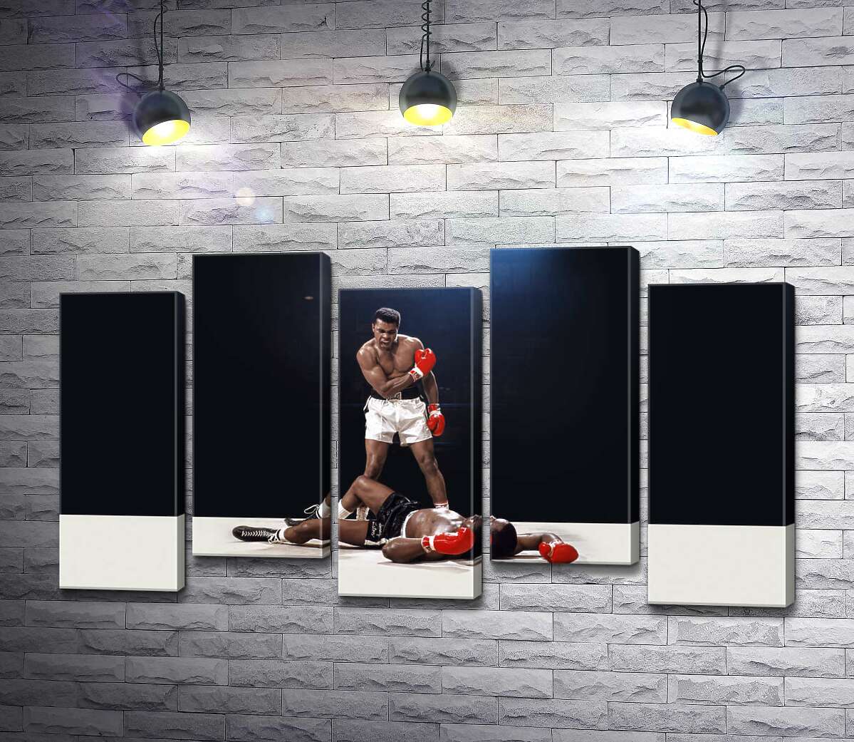 модульна картина Переможець боксер Мухаммед Алі (Muhammad Ali) стоїть над переможеним  Сонні Лістоном (Sonny Liston) (Модуль №30)