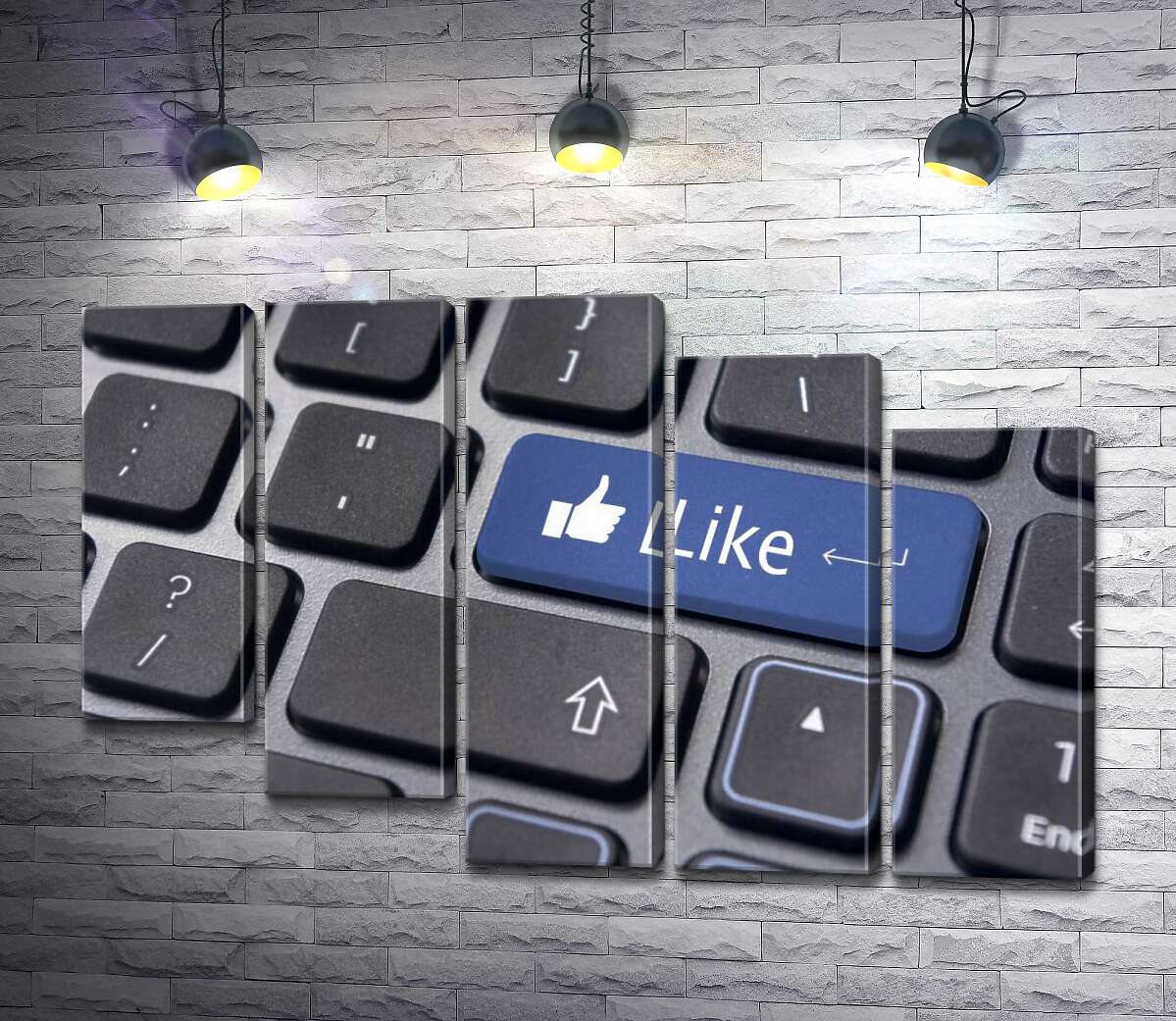модульная картина Синяя кнопка "Like" на компьютерной клавиатуре (Модуль №28)