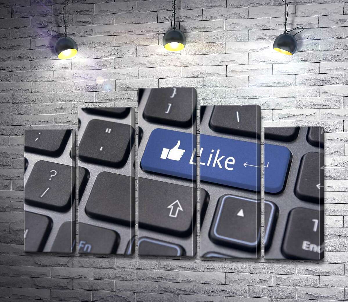 модульна картина Синя кнопка "Like" на комп'ютерній клавіатурі (Модуль №29)