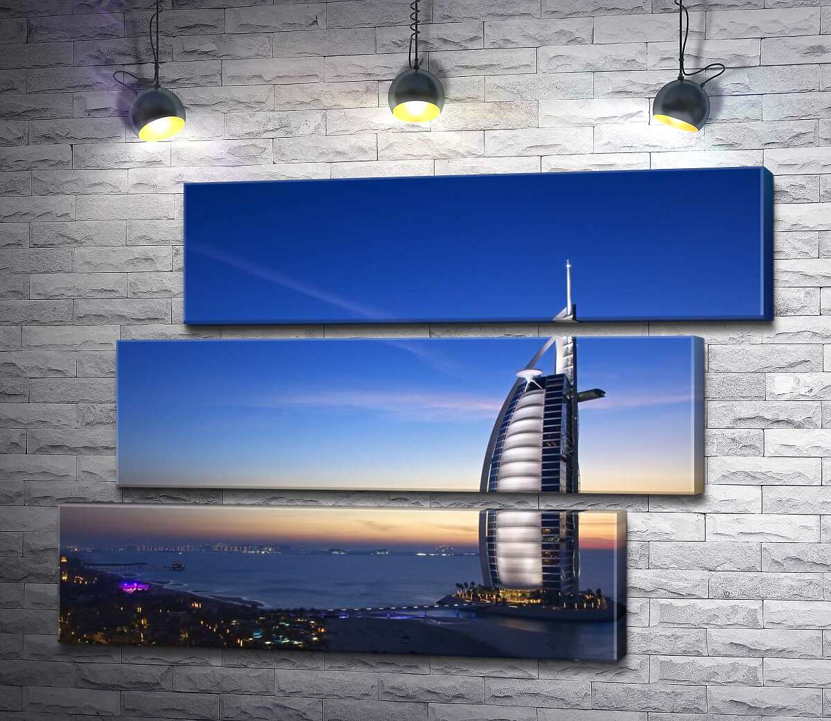 модульная картина Отель Джумейра (Jumeirah) в свете вечерних лучей (Модуль №17)