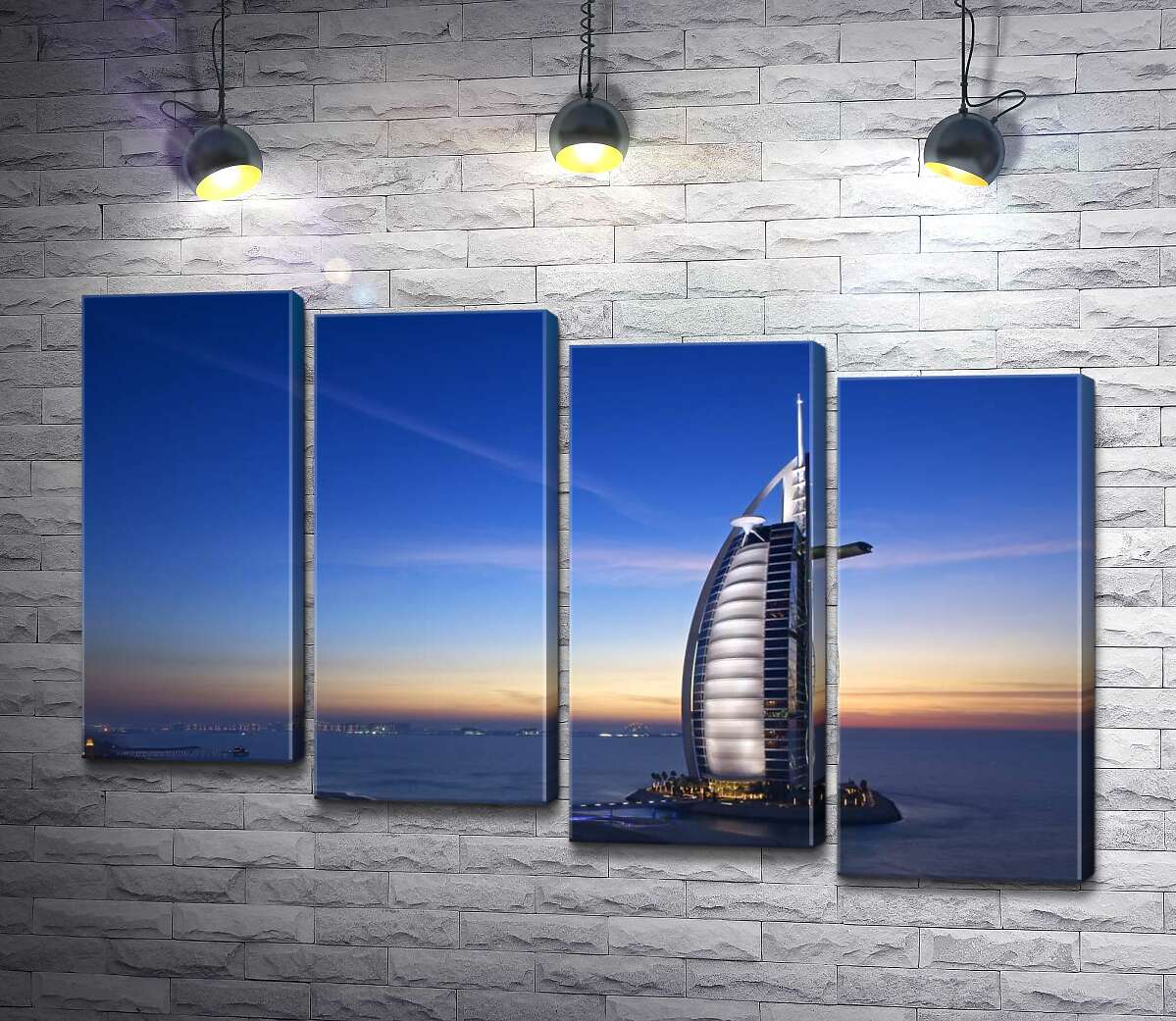 модульна картина Готель "Джумейра" (Jumeirah) у світлі вечірніх променів (Модуль №19)