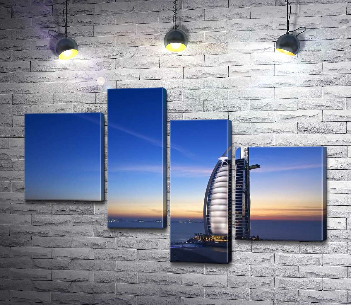 модульна картина Готель "Джумейра" (Jumeirah) у світлі вечірніх променів (Модуль №21)