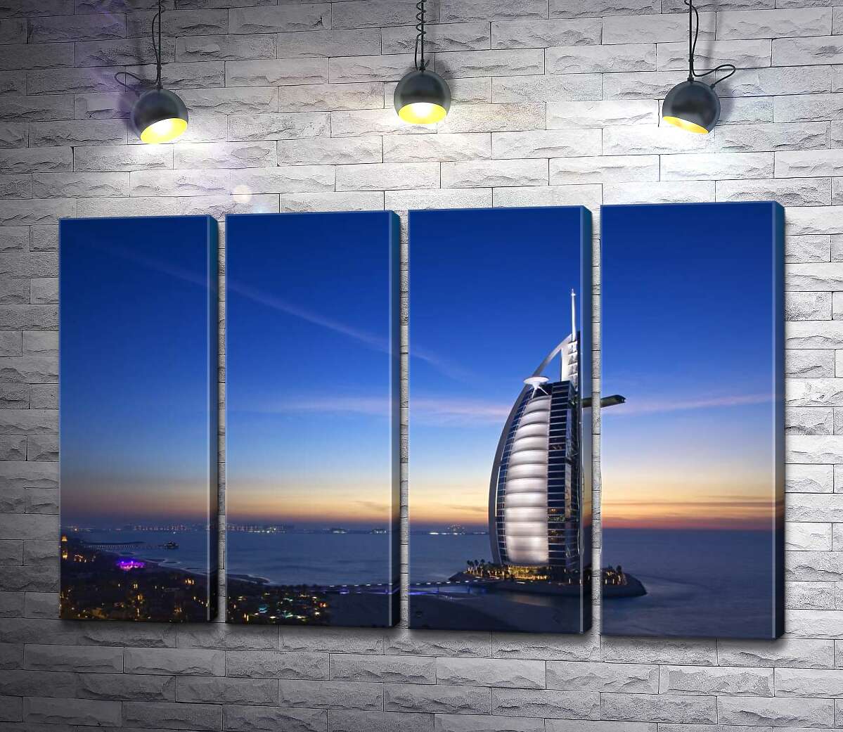 модульна картина Готель "Джумейра" (Jumeirah) у світлі вечірніх променів (Модуль №24)