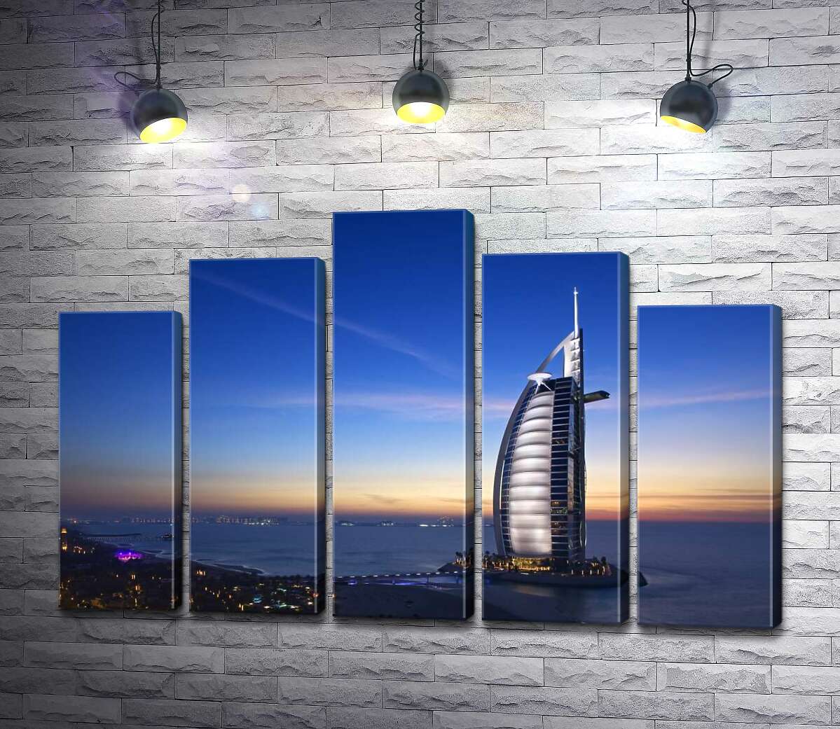 модульна картина Готель "Джумейра" (Jumeirah) у світлі вечірніх променів (Модуль №29)
