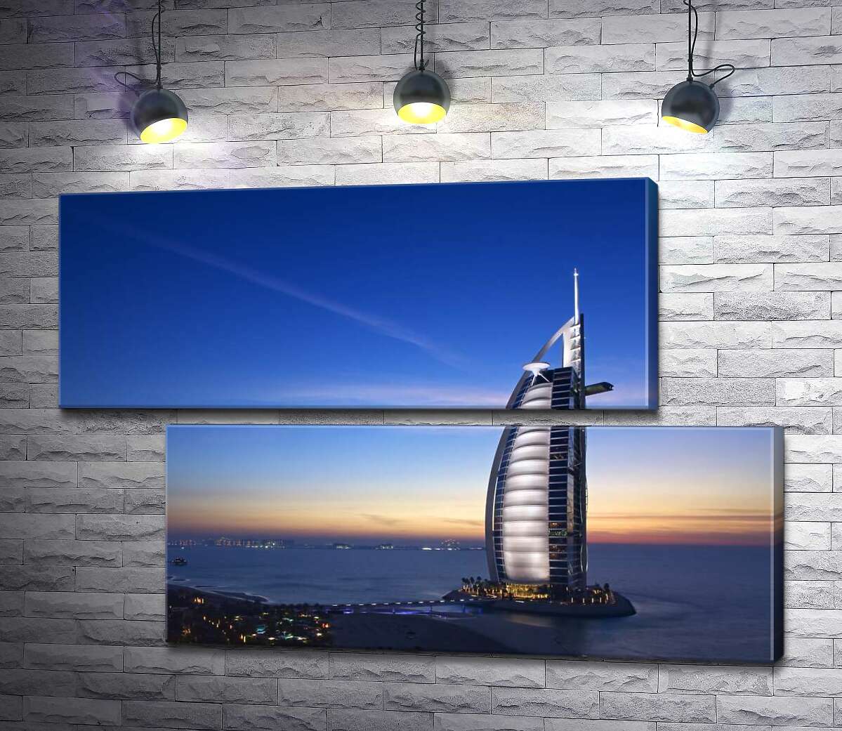 модульна картина Готель "Джумейра" (Jumeirah) у світлі вечірніх променів (Модуль №8)