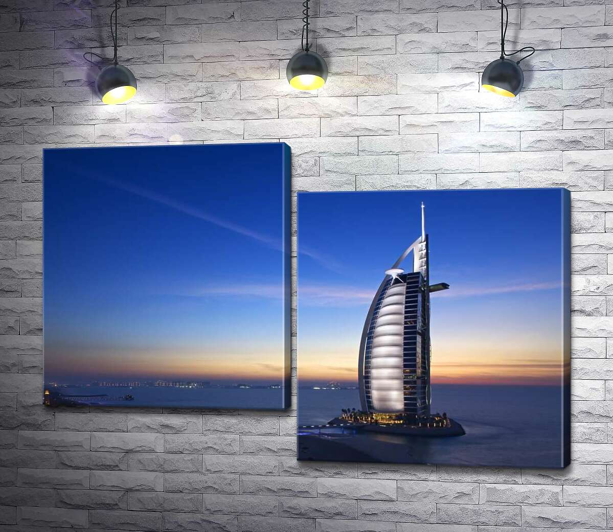 модульная картина Отель Джумейра (Jumeirah) в свете вечерних лучей (Модуль №9)
